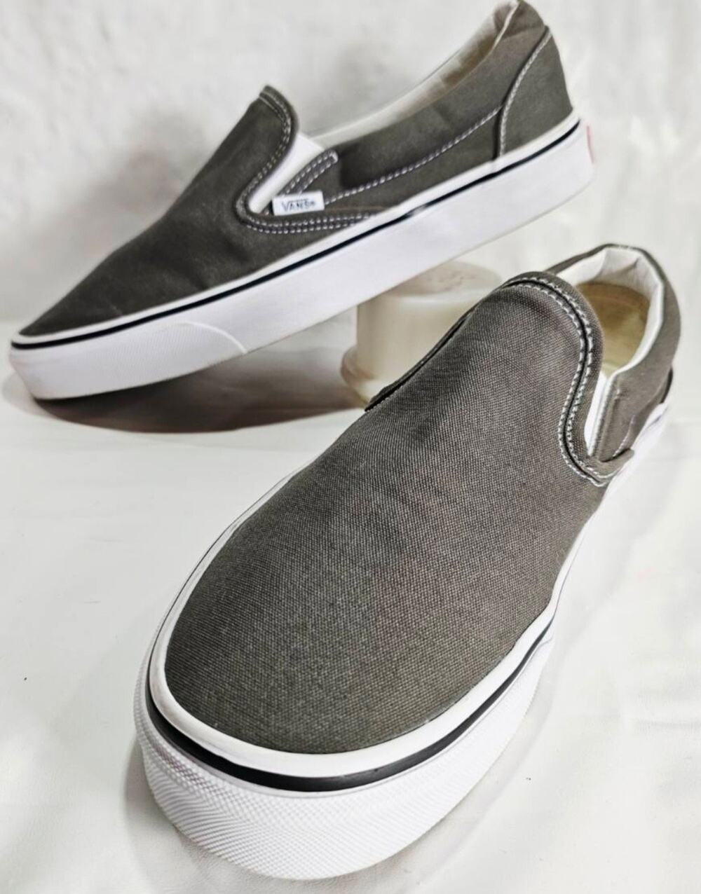 Vans Men's Classic Asher Canvas Slip on Skate Shoes Sneakers Grey Size 10